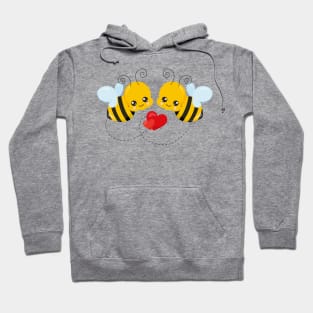 Cute Bee Valentine's day Design Hoodie